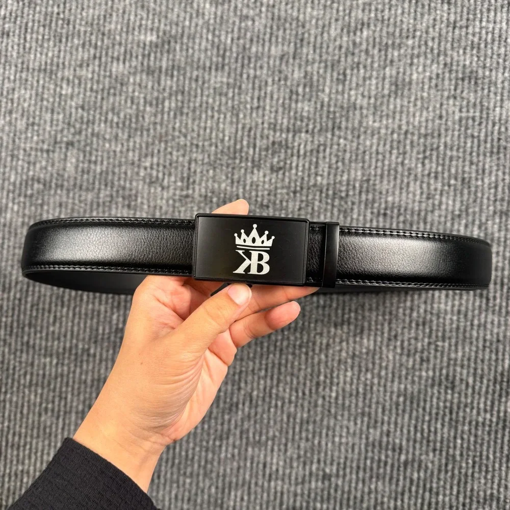 Kings Barber Mens Black Ratchet Belt Automatic Buckle Crown 1250mm Adjustable‎
